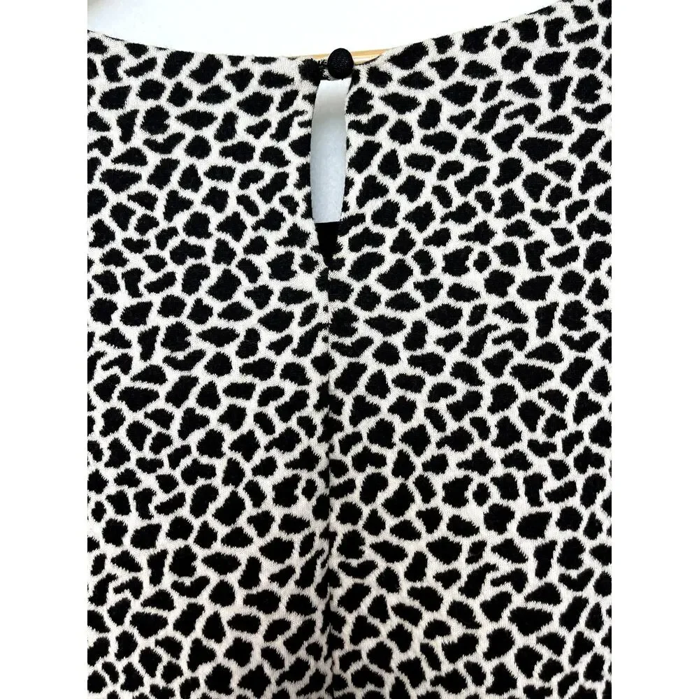 Madison Womens Scoop Neck Short Sleeve Top Black White Large